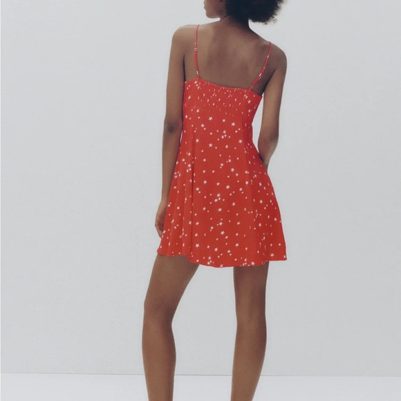 Zara SATIN EFFECT STAR DRESS  size XL - Picture 3 of 11